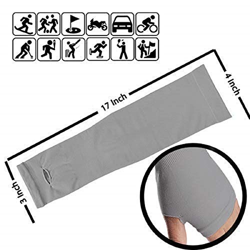 Dressify®High Performance Fingure Arm Sleeves for Athletic Fingure Cut Arm Sleeves Perfect for Cricket, Bike Riding,Cycling, Basketball, Baseball, Running & Outdoor Activities (2 Pair) (Grey) - Image 3