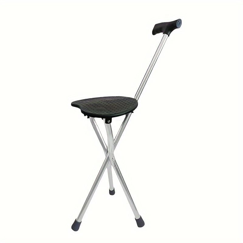 Dhadh Walking Canes Folding Chair (Height 34.2", Non-Adjustable), Foldable Walking with Seat for Adults, Travel Folding for Women, Aluminum for Men Black - Image 1