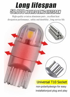 SYOSI 194 LED Bulbs 6000K White, 6000K 68 2825 W5W T10 Wedge COB LED Replacement Bulbs, Super Brightness, for License Plate Lights  - Image 3