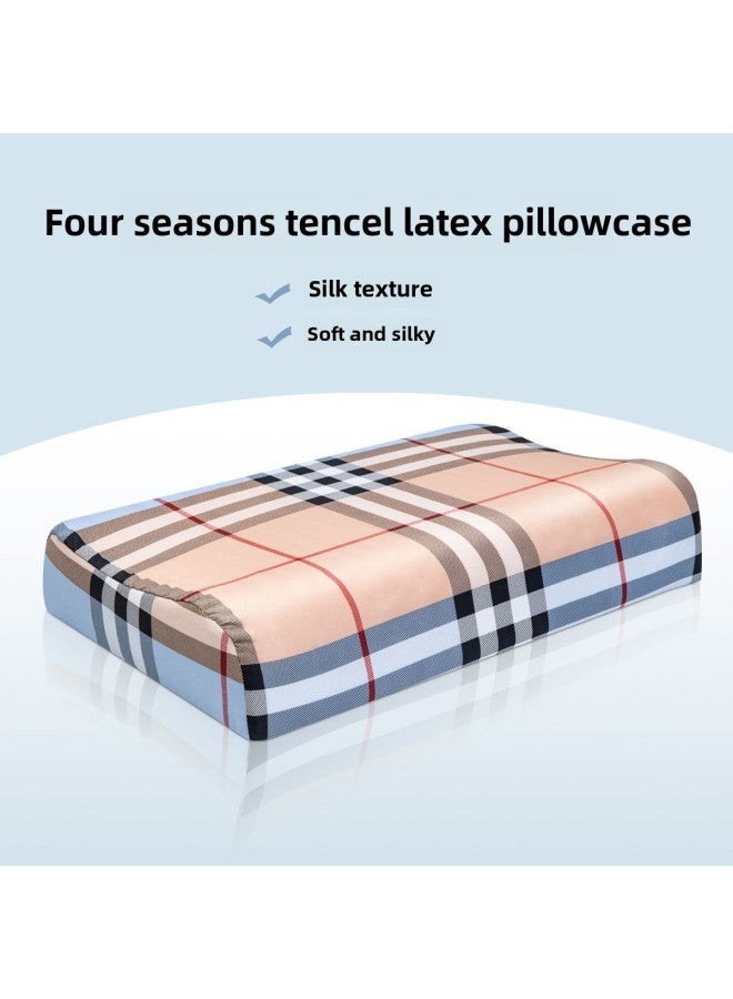 Summer Ice Silk Latex Pillowcase 40x 60 Pair Pack 30X50 Single Adult One Single Cool Pillow Jacket-Color:30x50x8 -Specifications:(plant Cotton) Freehand Life  - Image 2