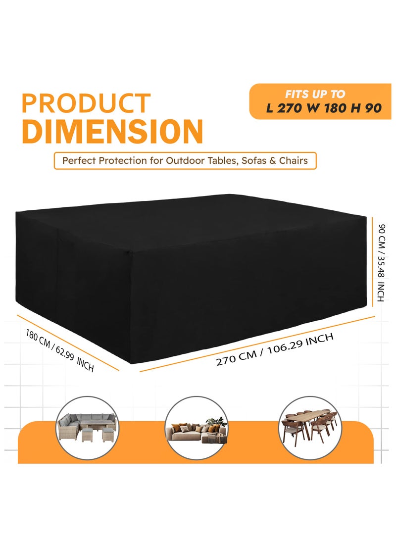 Topify TOPIFY Waterproof Garden Patio Furniture Cover Set, (270 x 180 x 90) Upgraded 210D Heavy Duty Oxford Fabric UV Resistant Protective Covers for Rectangle Table Chair Sofa Outdoor  - Image 2