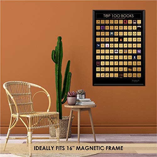 Divalis 100 Books Scratch off Poster with Scratcher - Easy to Frame 24x16 100 Must Read Books of all Times - Reading Bucketlist Chart - Accessories Included - Image 5