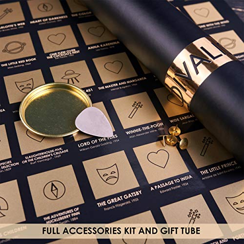 Divalis 100 Books Scratch off Poster with Scratcher - Easy to Frame 24x16 100 Must Read Books of all Times - Reading Bucketlist Chart - Accessories Included - Image 4