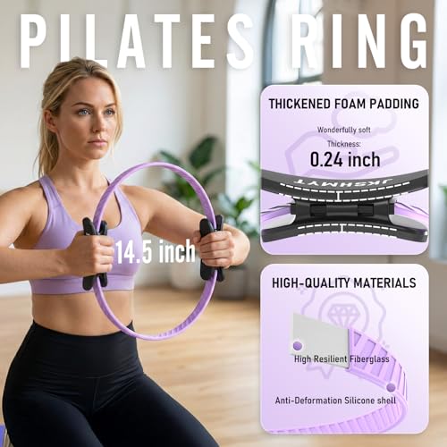 JKSHMYT Pilates Ring Kit for Women Pilates Equipment 145 Home Magic Circle Workout with Pilates Ball Resistance Bands Better me Pilates Essentials Starter Set for Beginners Toning Shape Full Body - Image 3