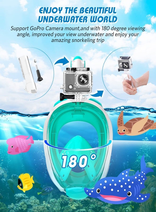 Olpad Snorkel Mask Full Face Snorkeling Mask with Panoramic View Anti-Fog and Anti-Leak Design Dive Mask for Adults and Youth [Green L/XL] - Image 3