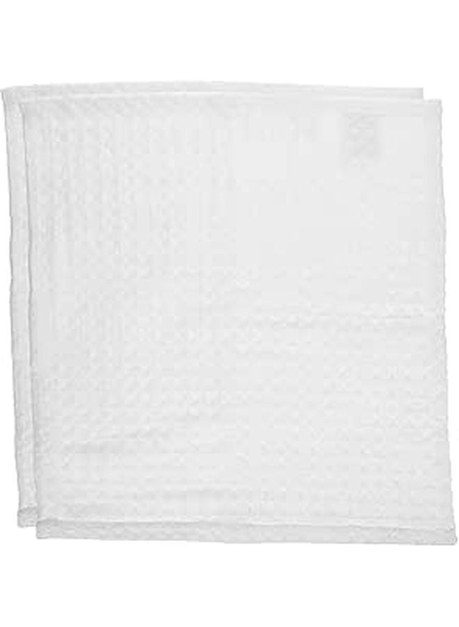 2Pcs White Cotton Honeycomb Face Towels Soft Absorbent Washcloths For Bathroom And Spa - Image 1