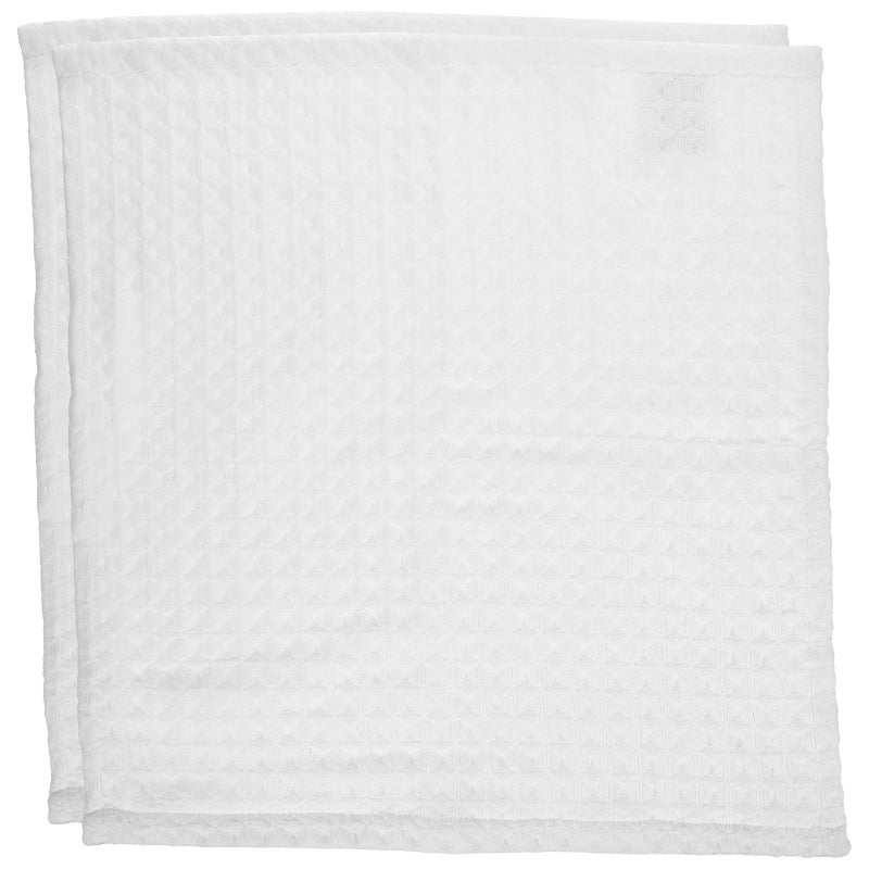 2Pcs White Cotton Honeycomb Face Towels Soft Absorbent Washcloths For Bathroom And Spa - Image 2