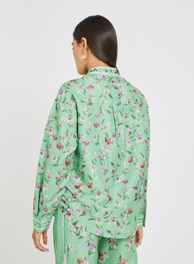 Styli All-Over Floral Print Spread Collar Shirt - Image 5