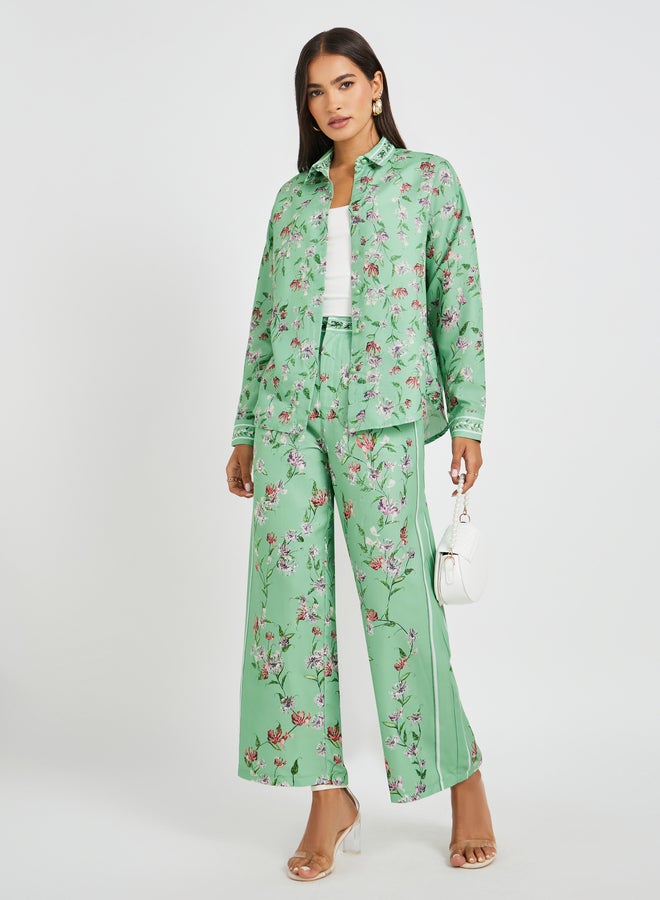 Styli All-Over Floral Print Spread Collar Shirt - Image 4