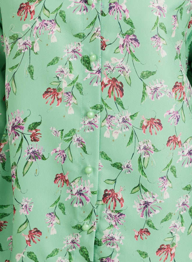 Styli All-Over Floral Print Spread Collar Shirt - Image 3
