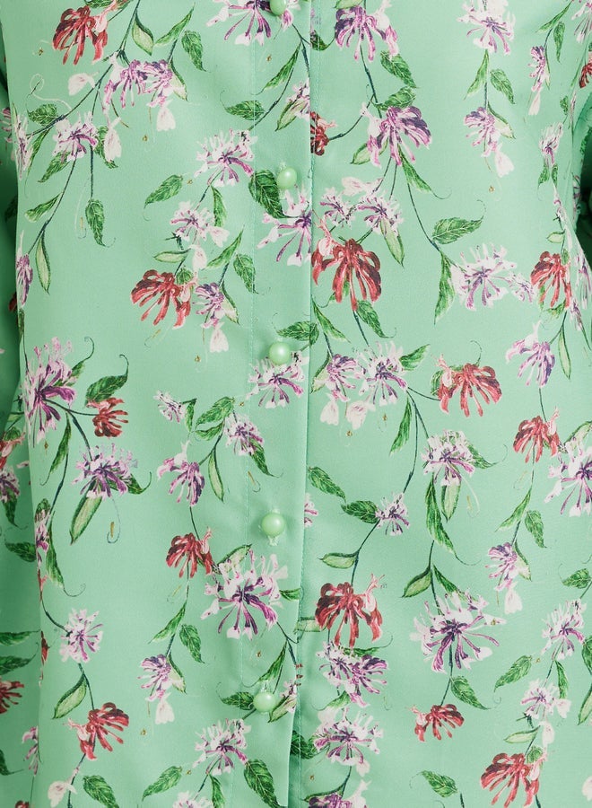 ستايلي قميص بياقة واسعة بطبعة زهور شاملة - Image 3