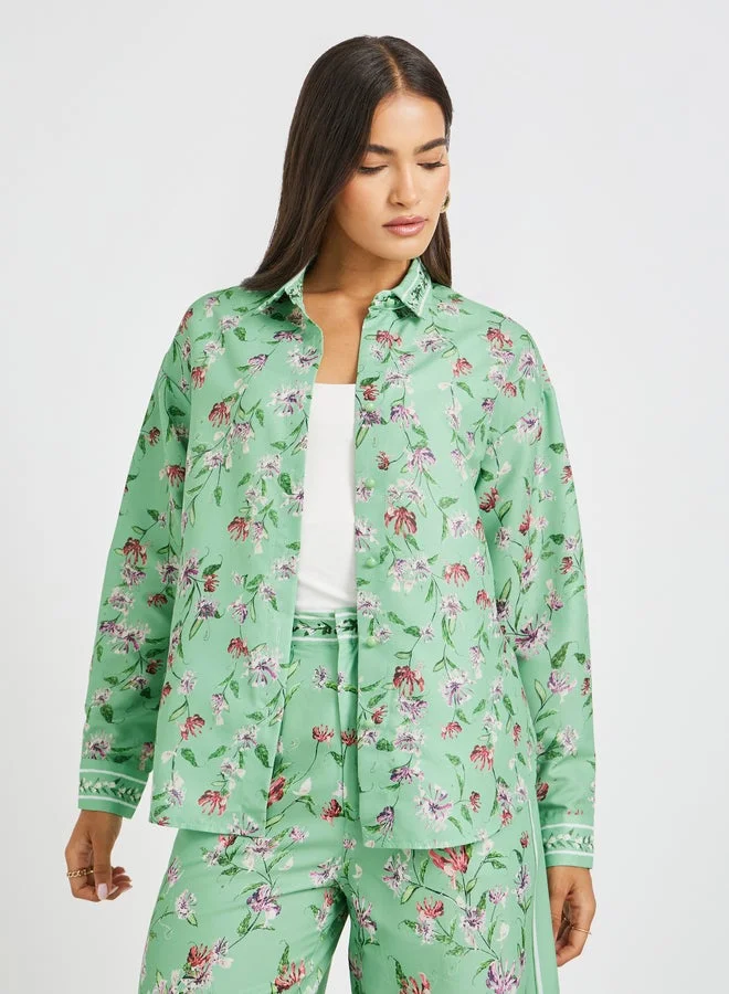 Styli Styli All-Over Floral Print Spread Collar Shirt