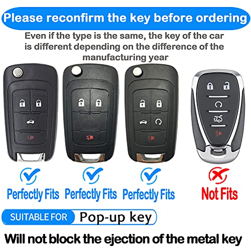 Sindeda for Chevrolet Key Fob Cover with Keychain TPU Full Protection Key Shell Case Compatible with Equinox Camaro Cruze Malibu Sonic Volt Park Impala Buick Encore Allure Regal-Blue - Image 2