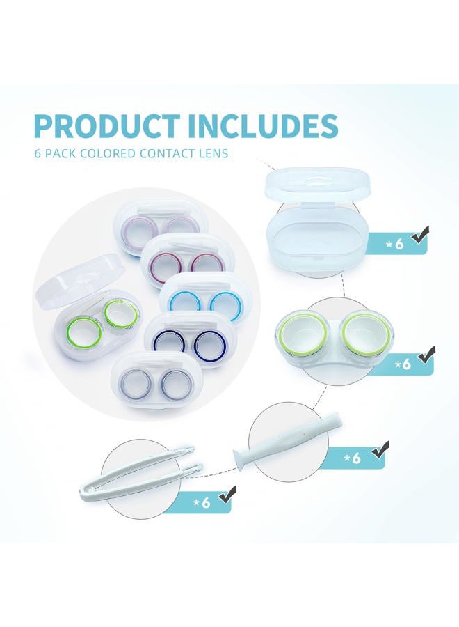 LCFALO 6 Pack Colored Contact Lens Case，Cute Contact Lens Travel Kit Portable Outdoor Storage Kit Colored Contact Lenses for Travel&Home(Pink, Rufous, Black, Gray, Green, Blue) - Image 3