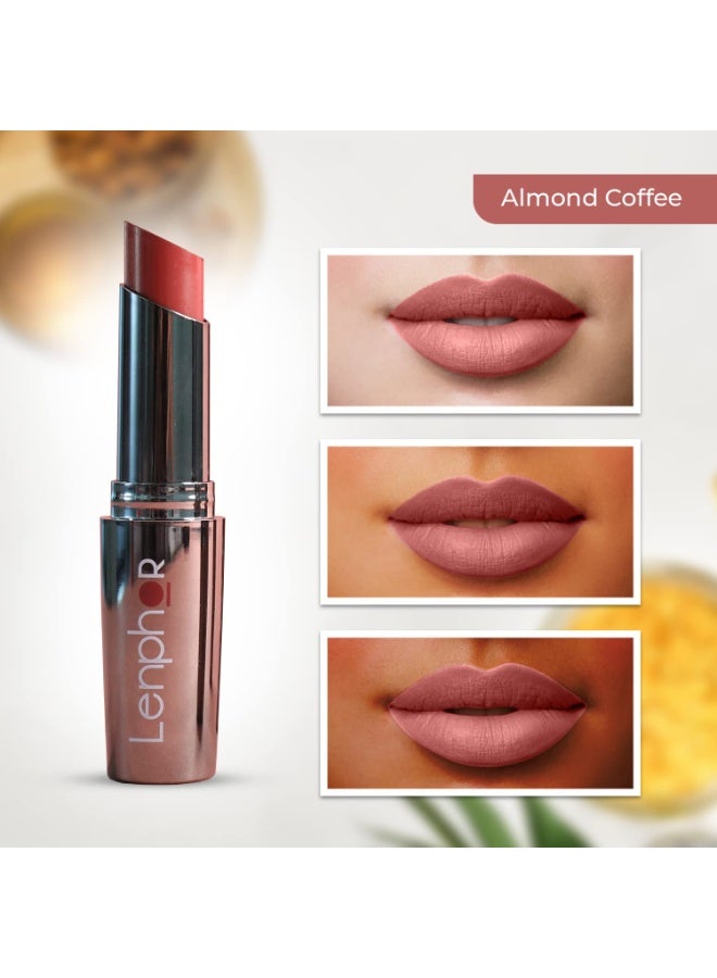 Lenphor Treasure Matte Lipstick, Long Lasting Lipstick    Almond Coffee, 3gm - Image 2