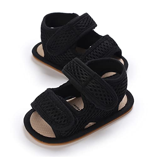 RVROVIC Baby Boys Girls Sandals Premium Infant Summer Outdoor Shoes PU Lightweight Soft Anti-Slip Sole Toddler Prewalker(0-6 Months Infant,A1-Black) - Image 4