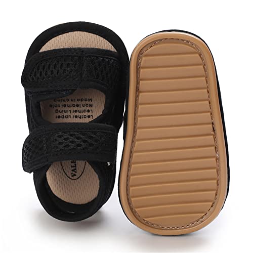 RVROVIC Baby Boys Girls Sandals Premium Infant Summer Outdoor Shoes PU Lightweight Soft Anti-Slip Sole Toddler Prewalker(0-6 Months Infant,A1-Black) - Image 1