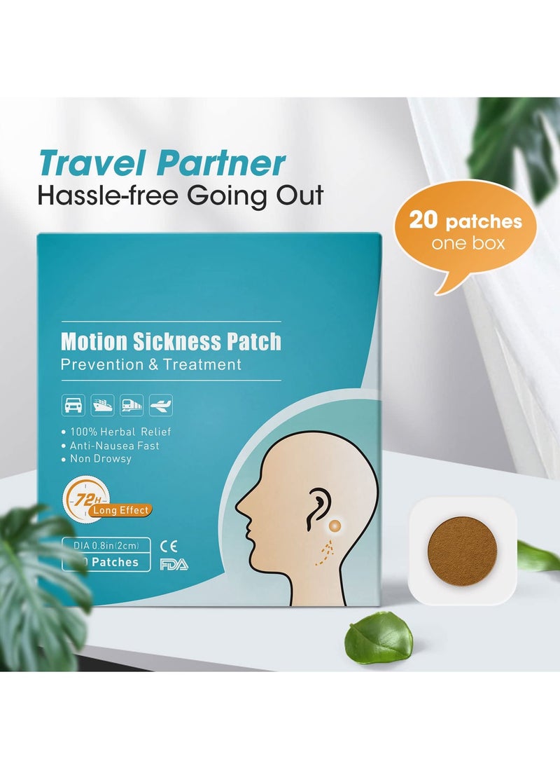 Excefore Motion Sickness Patch Sea Sickness Patches for Cruise Anti Nausea Patch to Relief Nausea and Vertigo in Adults and Kids, 20 Count  - Image 2
