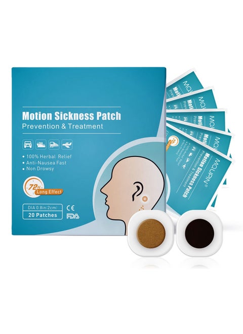 Motion Sickness Patch Sea Sickness Patches for Cruise Anti Nausea Patch to Relief Nausea and Vertigo in Adults and Kids, 20 Count