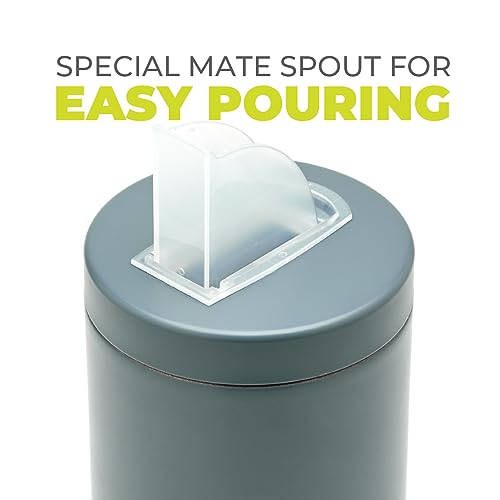 BALIBETOV Yerbero Yerba Container with Spout - Stainless Steel Container Pouring Lid Easy Filling Mate Cup - Works for Sugar Dispenser sugar container and Coffee Container For Ground Coffee (Grey) - Image 4