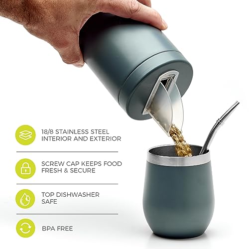 BALIBETOV Yerbero Yerba Container with Spout - Stainless Steel Container Pouring Lid Easy Filling Mate Cup - Works for Sugar Dispenser sugar container and Coffee Container For Ground Coffee (Grey) - Image 2