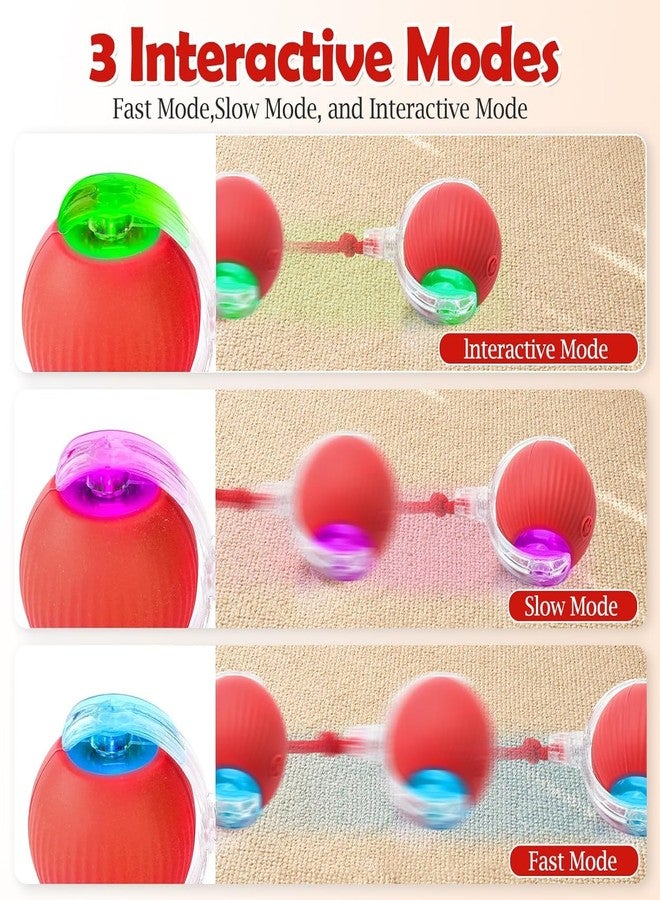 BELOXY Toy Intelligent Funny 360 Degree Rotatable Toys Rechargeable Rotating Ball with LED Light, Chasing Toy Automatic Rotating Smart Obstacle Avoiding (RED) - Image 2