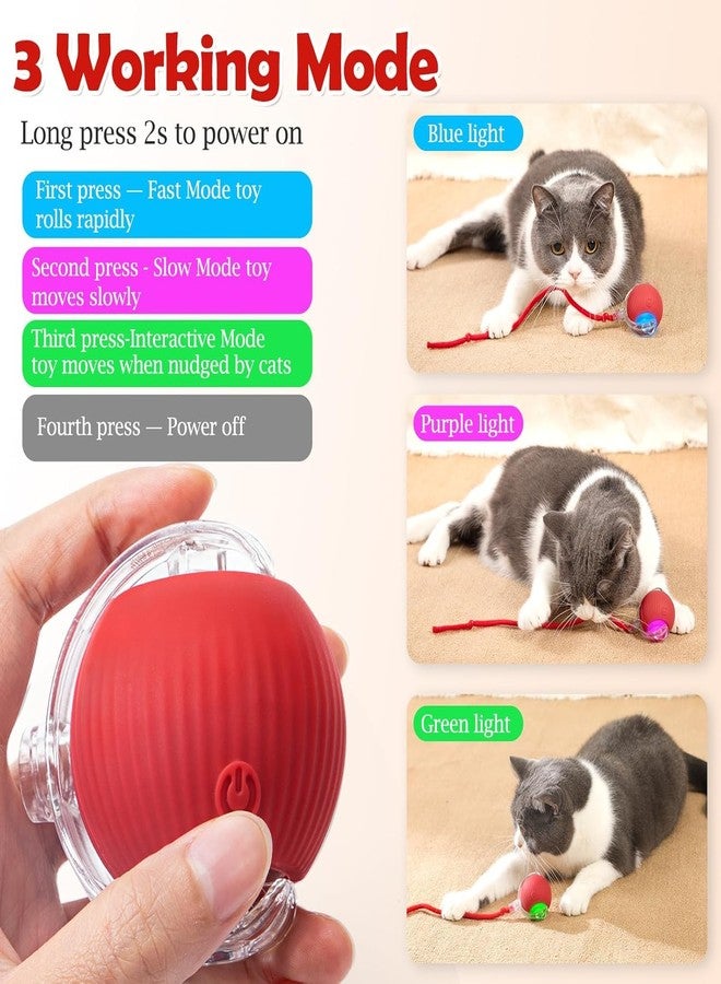 BELOXY Toy Intelligent Funny 360 Degree Rotatable Toys Rechargeable Rotating Ball with LED Light, Chasing Toy Automatic Rotating Smart Obstacle Avoiding (RED) - Image 4