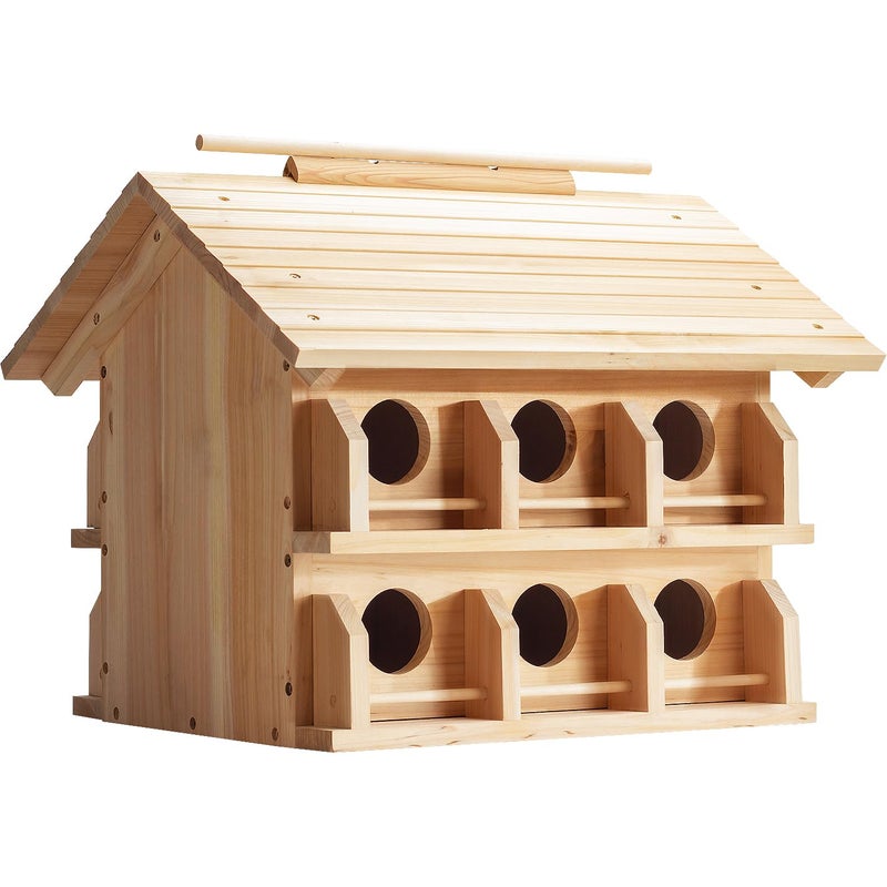 CEDAR ALPHA Purple Martin House Starling Birdhouse for Outside with 12 Rooms for Outside,Solid Cedar Wood Bird House for Garden, Pole Mountable Birdhouse, Metal Braket Included, Assembling Needed - Image 1