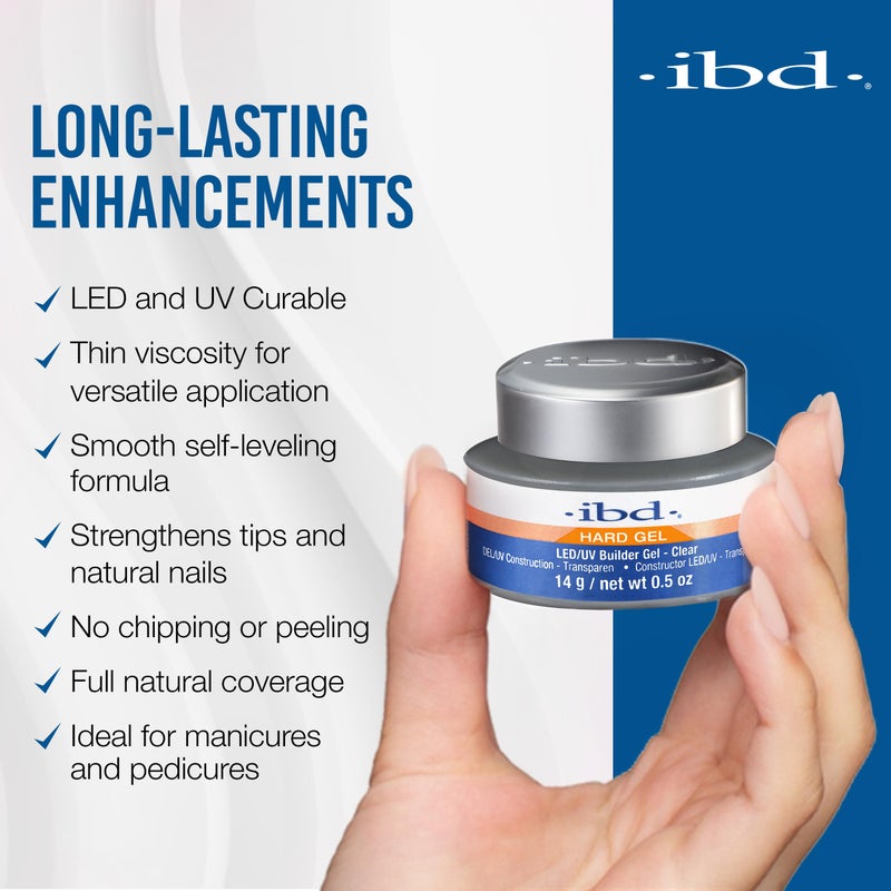 IBD Hard Gel LED/UV Gels, Builder Gel Clear, 0.5 oz - Image 4