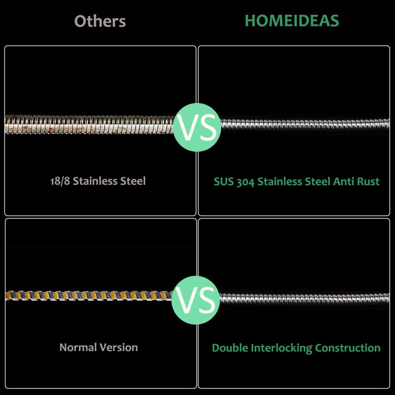 HOMEIDEAS 100 inches Shower Hose, 8.3 feet Long 304 Stainless Steel Handheld Shower Head Hose Replacement, Flexible Hose Extension - Image 3