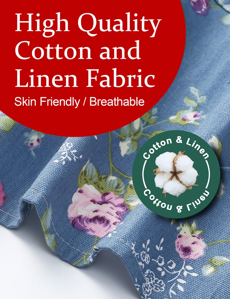 APRONNER Cozy Adjustable Cross Back Aprons for Women with Pockets Cotton Linen Cooking Kitchen Baking Rose Flower - Image 5