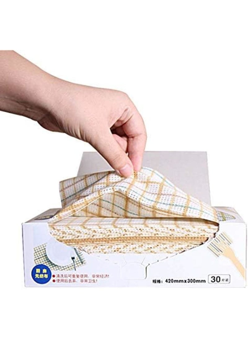 Cleaning Towels Disposable, Dish Cloths Nonstick Fiber Reusable Handy Cleaning Wipes House Kitchen Cleaning Cloth Wiping Rags Placemats Absorbent Dry Quickly, A Box of 30 Pcs - Image 1