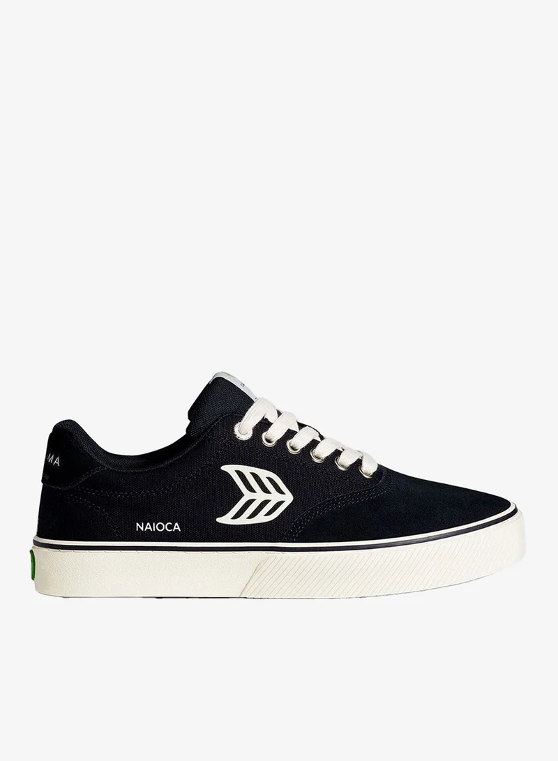 Cariuma NAIOCA PRO Black Suede and Canvas Ivory Logo Sneaker
