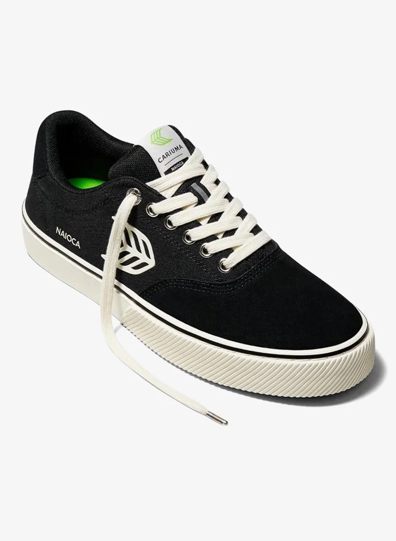 Cariuma NAIOCA PRO Black Suede and Canvas Ivory Logo Sneaker