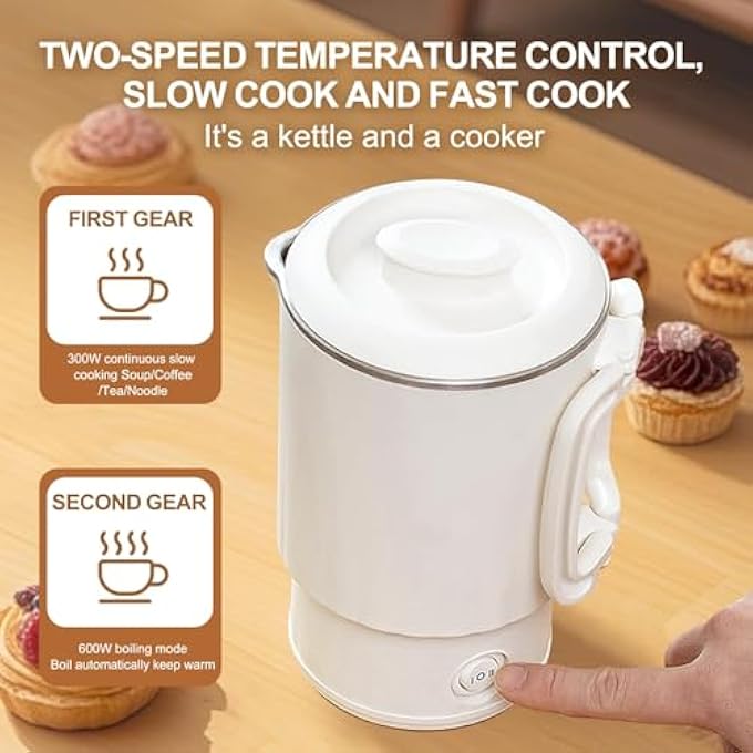 KASTWAVE Portable Electric Kettle For Travel Lightweight Stainless Steel Collapsible Water Boiler With 2 Temperature Settings Fast Boiling Tea  Coffee Kettle For Camping Office And Outdoor Use - Image 4