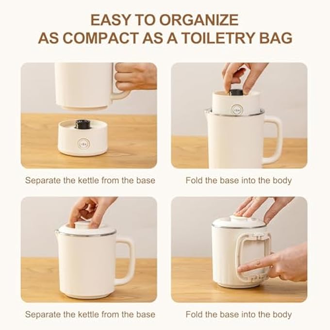 KASTWAVE Portable Electric Kettle For Travel Lightweight Stainless Steel Collapsible Water Boiler With 2 Temperature Settings Fast Boiling Tea  Coffee Kettle For Camping Office And Outdoor Use - Image 5