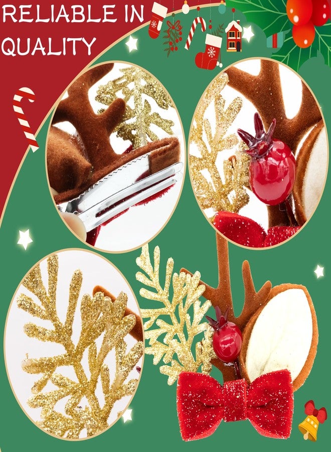 TiciKim 11 Pcs Christmas Hair Scrunchies Snowflake Plaid Christmas Hair Clips Cute Decorative Hair Accessories Soft Elastics Hair Band for Women Girls Cute Hairpin Antlers Bowknot Hat with A Bag - Image 4
