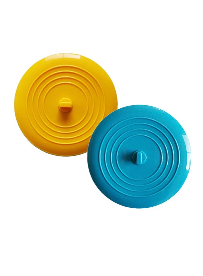 2 Pcs Stopper Large Silicone Bathtub Drain Plug Hair Stopper 6 Inches Silicone Tub Stopper Drain Stopper Flat Suction Cover for Bathroom Laundries Kitchen and Laundry Blue/Yellow - Image 1