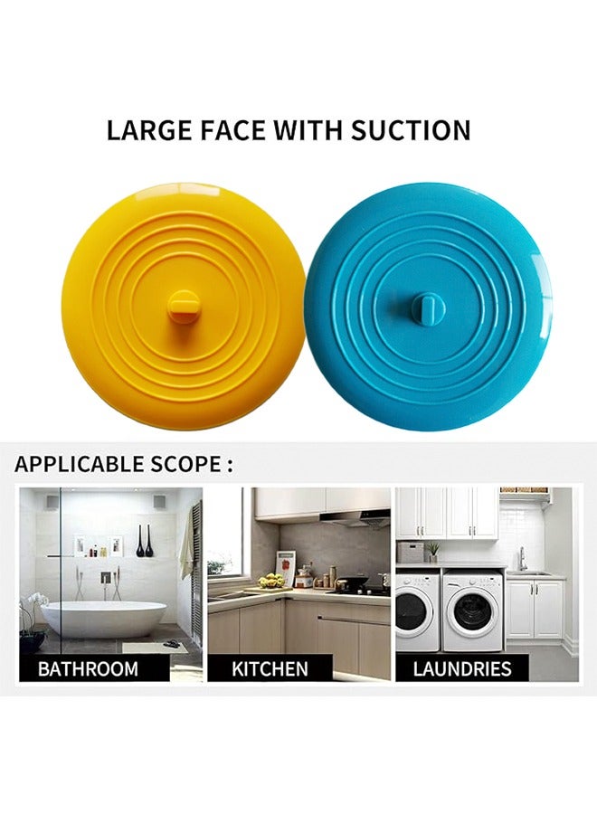 2 Pcs Stopper Large Silicone Bathtub Drain Plug Hair Stopper 6 Inches Silicone Tub Stopper Drain Stopper Flat Suction Cover for Bathroom Laundries Kitchen and Laundry Blue/Yellow - Image 4