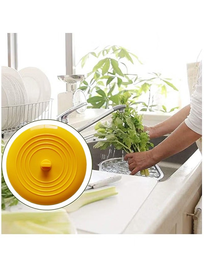 2 Pcs Stopper Large Silicone Bathtub Drain Plug Hair Stopper 6 Inches Silicone Tub Stopper Drain Stopper Flat Suction Cover for Bathroom Laundries Kitchen and Laundry Blue/Yellow - Image 3