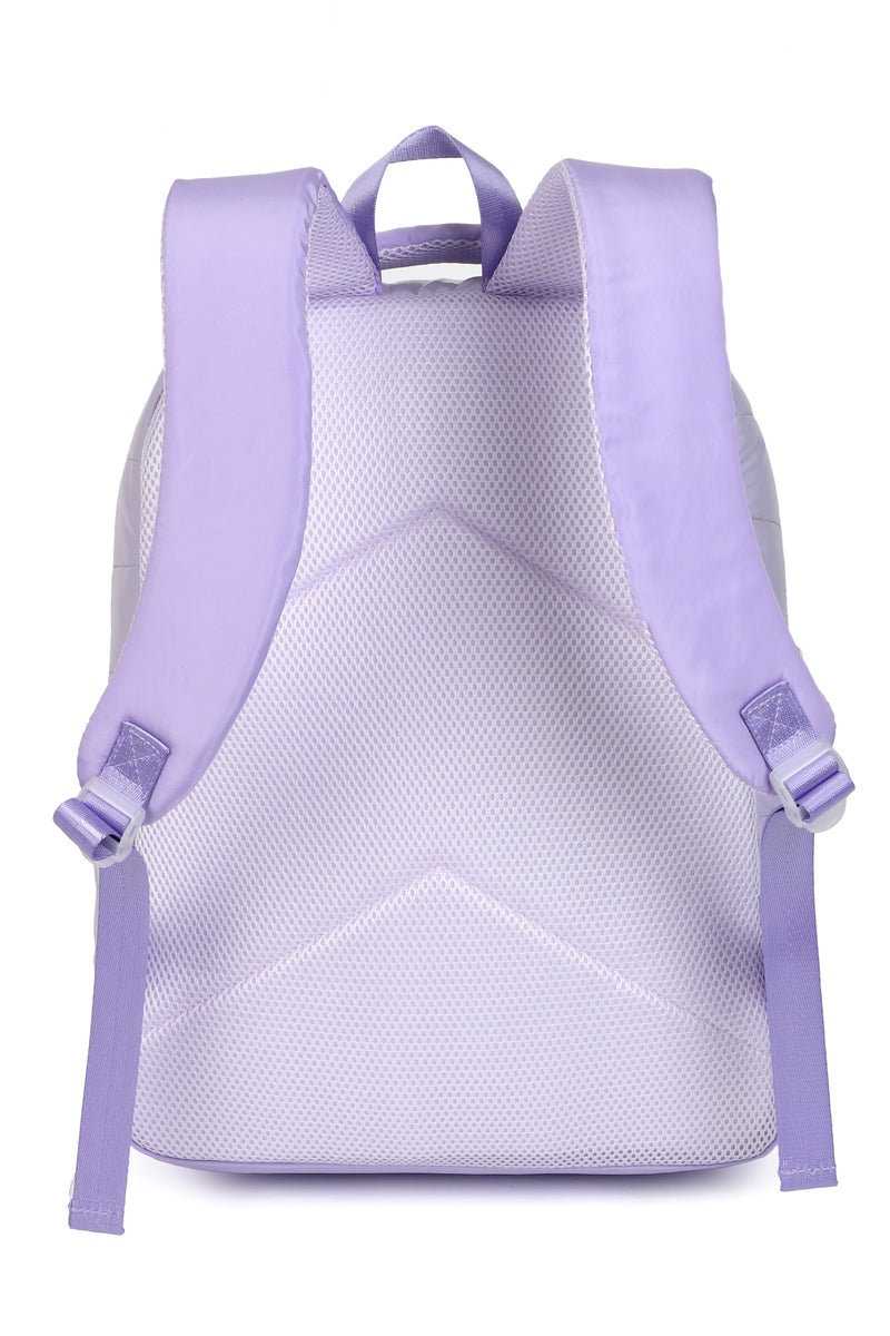 Girls 3-Piece School Backpack Set – Stylish Lavender Quilted Backpack with Fluffy Keychain, Matching Lunch Bag & Pencil Case – Lightweight & Durable Kids Bookbag for Primary SchoolComplete 3-Piece Set – Includes a spacious quilted backpack, insulated lunch bag, and matching pencil case for all school essentials. - Image 4