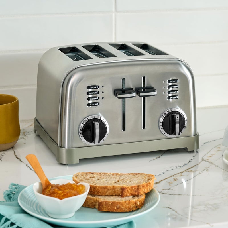 Cuisinart 4 Slice Toaster, Compact Stainless Steel Toaster with Extra-Wide Slots for Toasting Bread, French Toast, Bagels and Pastries, Defrost & Reheat Functions, CPT-180P1, Brushed Stainless - Image 2