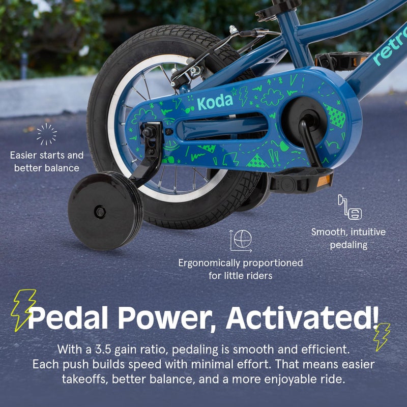 Retrospec Koda Kids Bike with Training Wheels - 12in Toddler Bicycle for Ages 2-3 - Lightweight Steel Frame, Adjustable Seat 15.5-18.5in, Safety Bell & Dual Brakes - Image 5