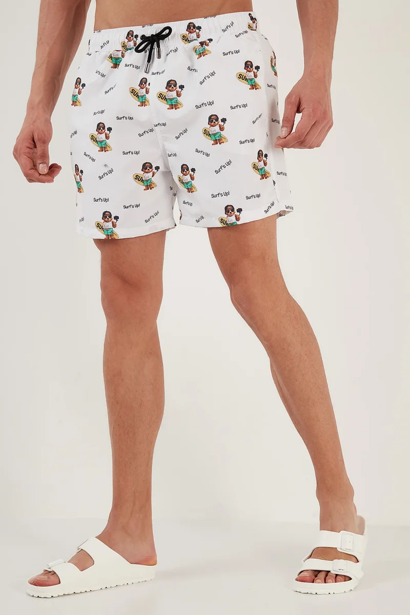 بوراتي Patterned Swim Shorts with Waistband Pocket Swimsuit Short Men's Swimsuit Short 380M537