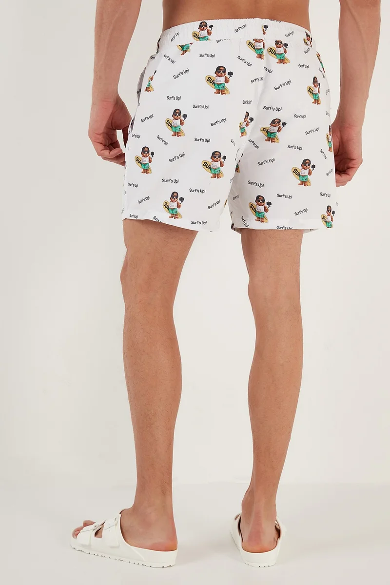 بوراتي Patterned Swim Shorts with Waistband Pocket Swimsuit Short Men's Swimsuit Short 380M537