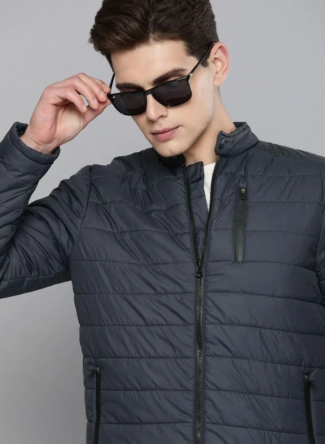 ذا انديان كراج كو The Indian Garage Co Men Slim Fit Solid Round Neck Long Sleeves Jacket