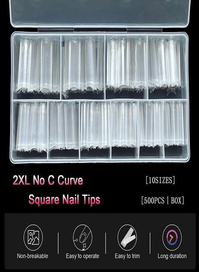 SWETIDY 500Pcs No C Curve XXL Square Nail Tips-SWETIDY Clear Acrylic Fake Nails Tapered Square Shape Nail Tips Flattened Half Cover False French Nails for Nail Tech Salons and DIY Nail Art - Image 2