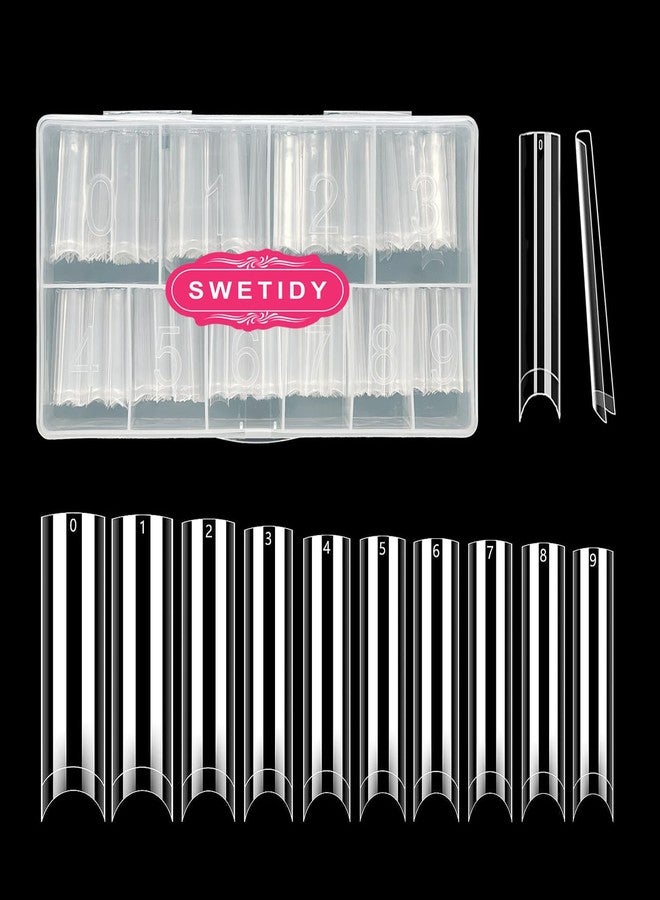 SWETIDY 500Pcs No C Curve XXL Square Nail Tips-SWETIDY Clear Acrylic Fake Nails Tapered Square Shape Nail Tips Flattened Half Cover False French Nails for Nail Tech Salons and DIY Nail Art - Image 1
