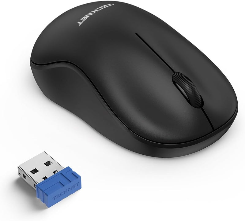 TECKNET Wireless Mouse for Laptop, 2.4G Silent Computer Mouse Quiet Click with 5 DPI Levels,Contoured Grip,Small Portable 30 Months Battery Cordless Mice for PC, Chromebook, Mac - Black - Image 1