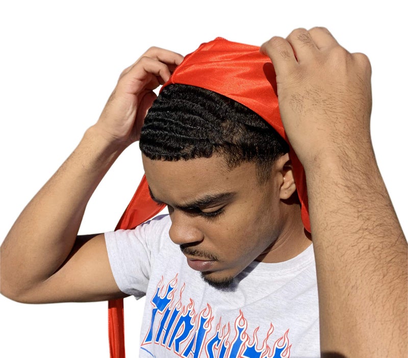 Veeta Superior Silk Durag - Smooth Silk Durag for Men & Women, Long Double Wide Straps, Outside Seam Triple Stitch Du Rag (Candy Red) - Image 5